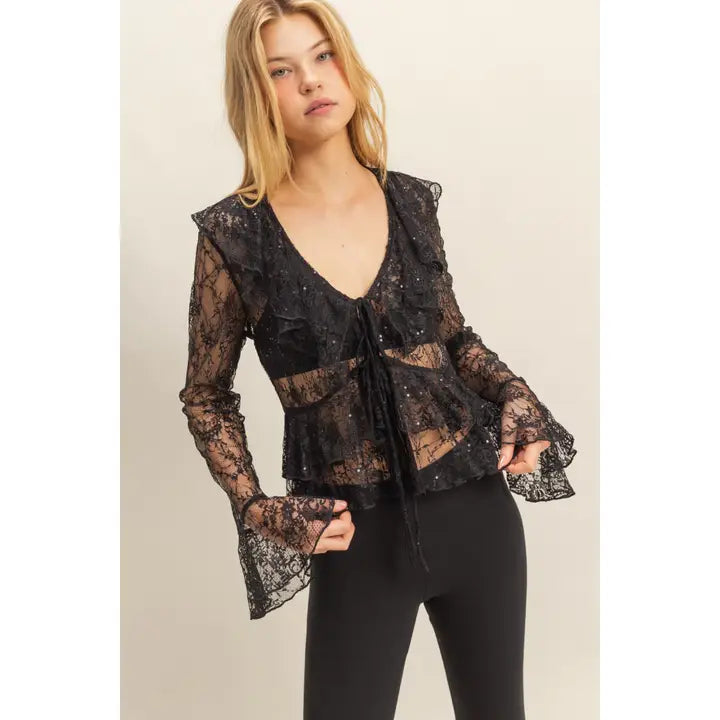 Lace & Ruffle Detail Blouse