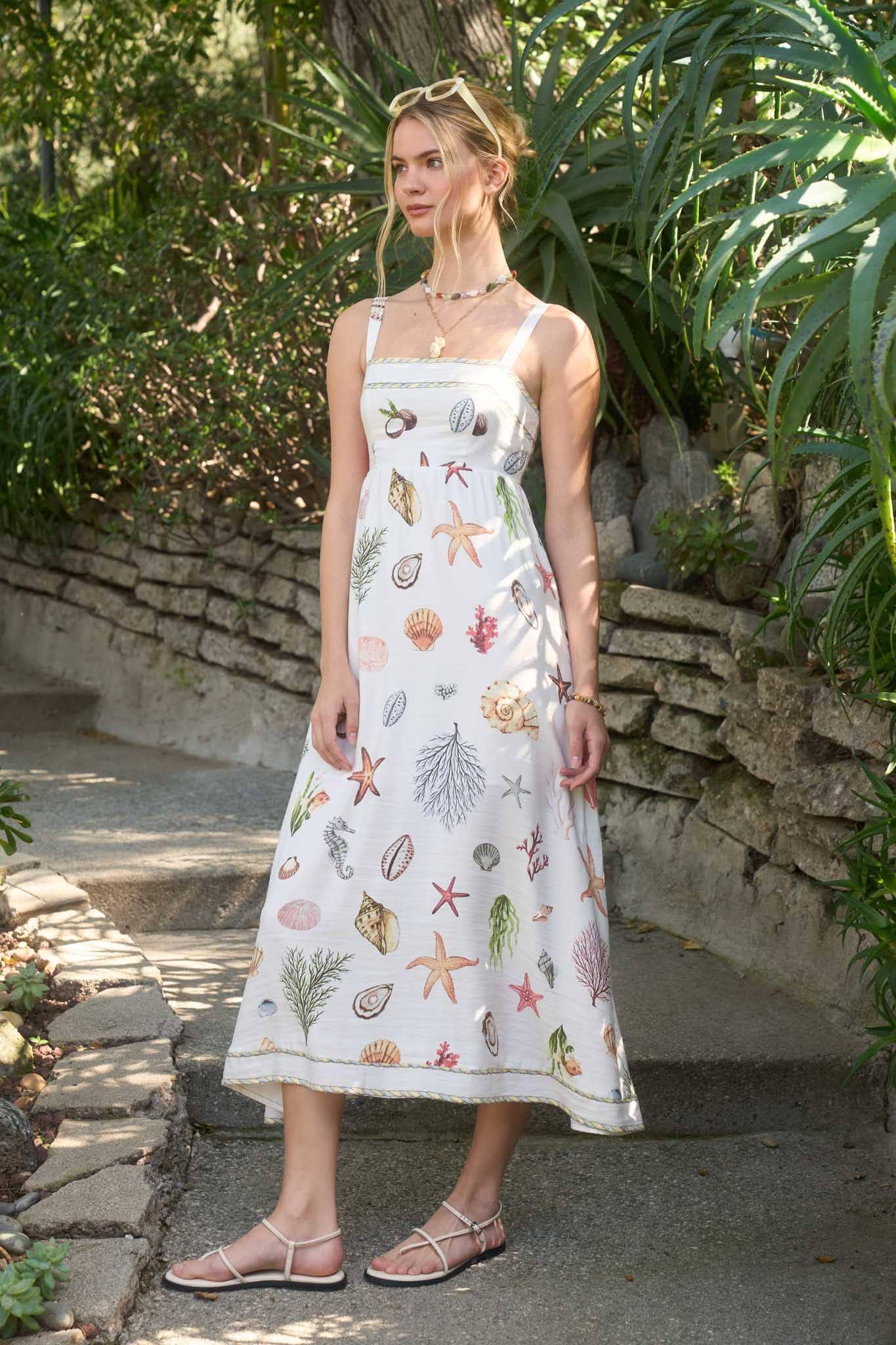 Multicolor Nautical Print Midi Dress