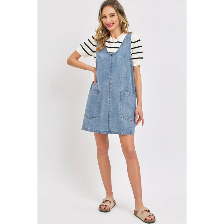 Casual Denim Overall Dress