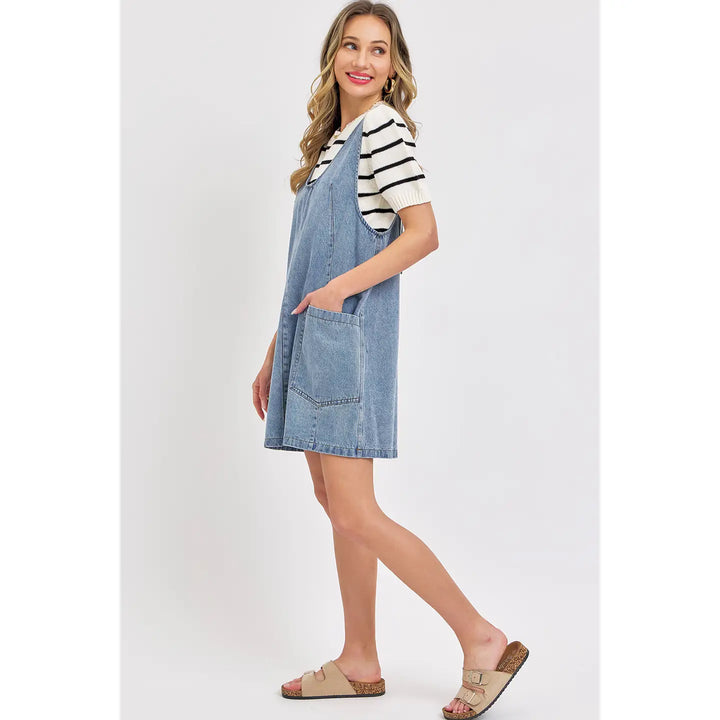 Casual Denim Overall Dress