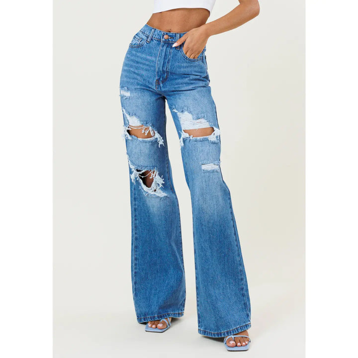 90s Distressed Wide Leg Jeans