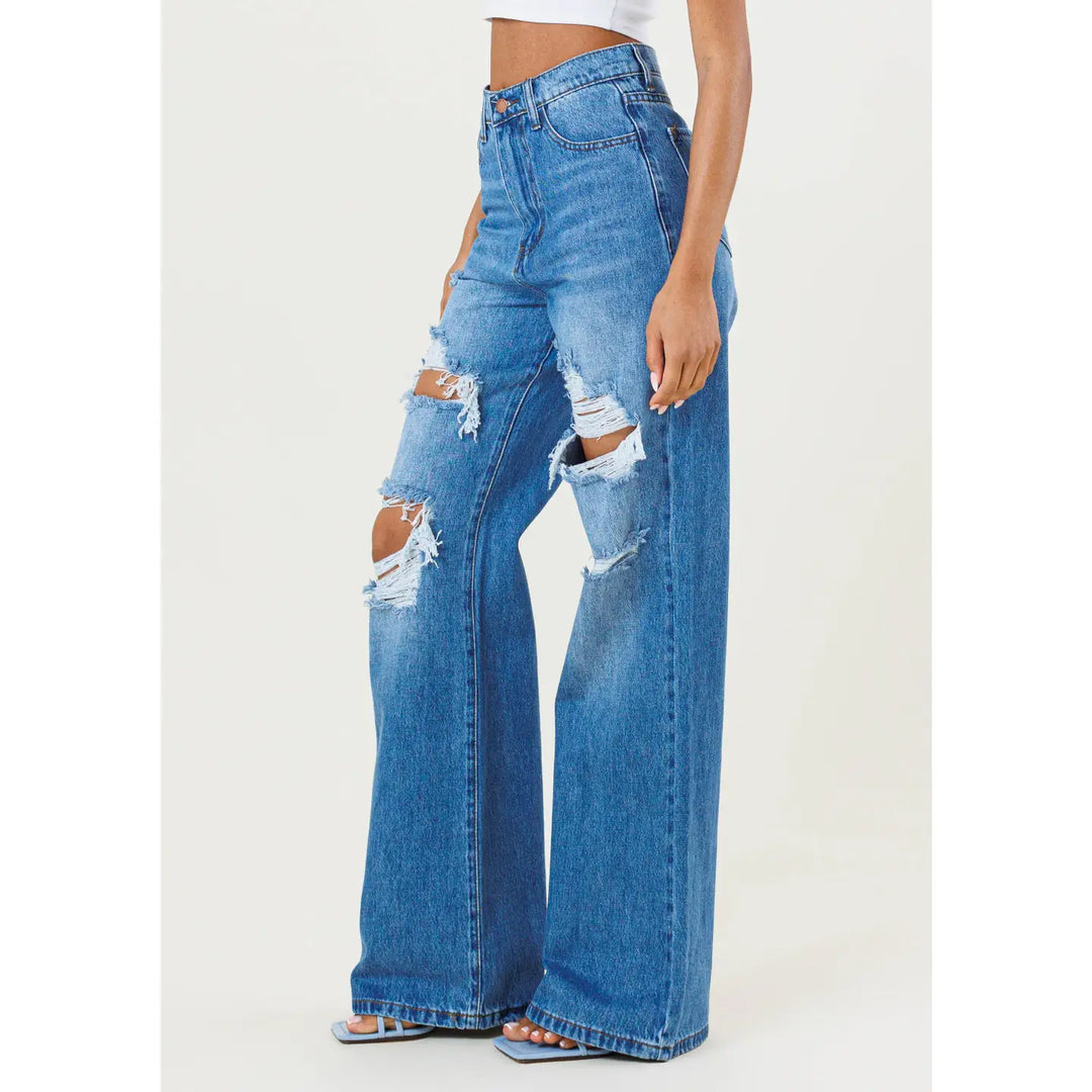 90s Distressed Wide Leg Jeans