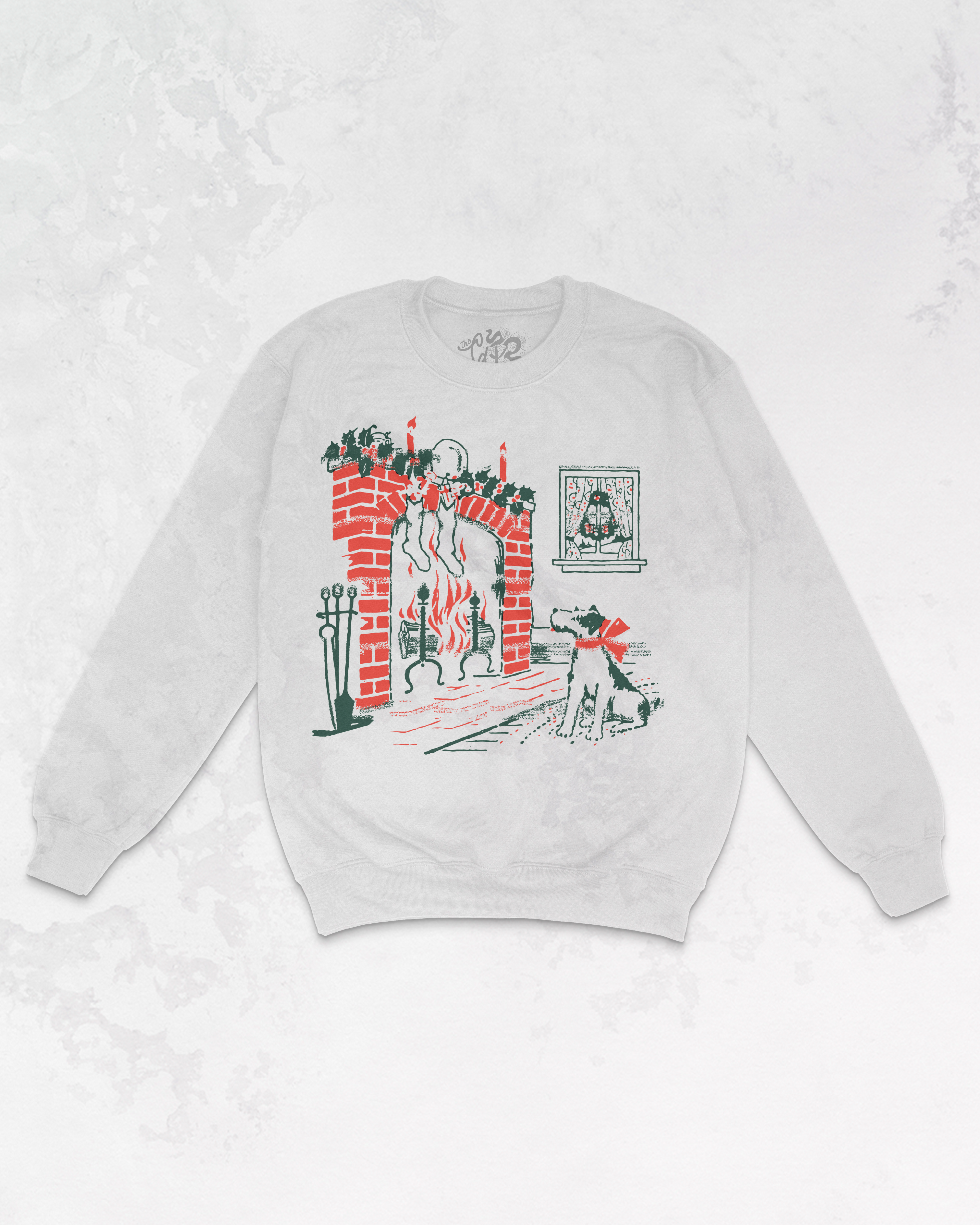 Underground Original Design: Dog at Fireplace Oversized 90's Christmas Sweatshirt