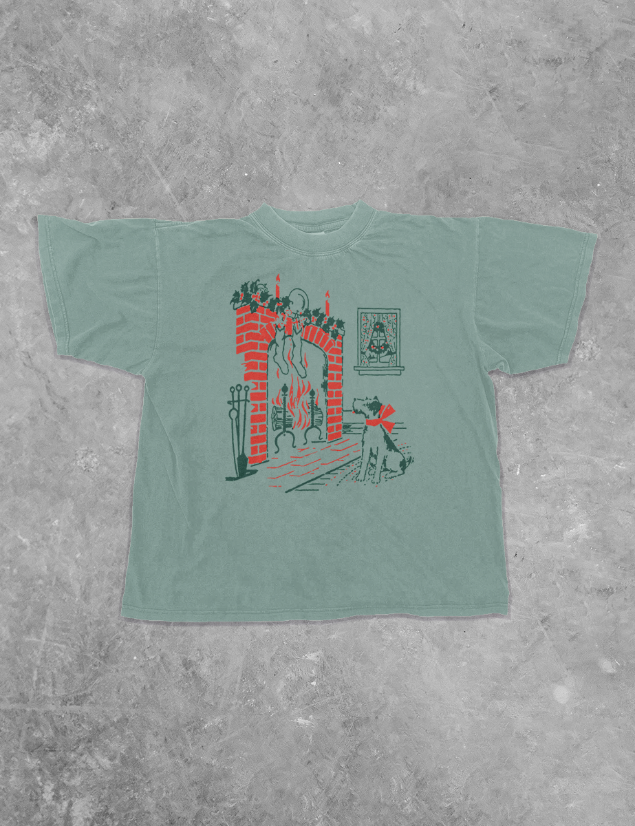 Underground Original Design: Dog at Fireplace Boxy Cotton TShirt