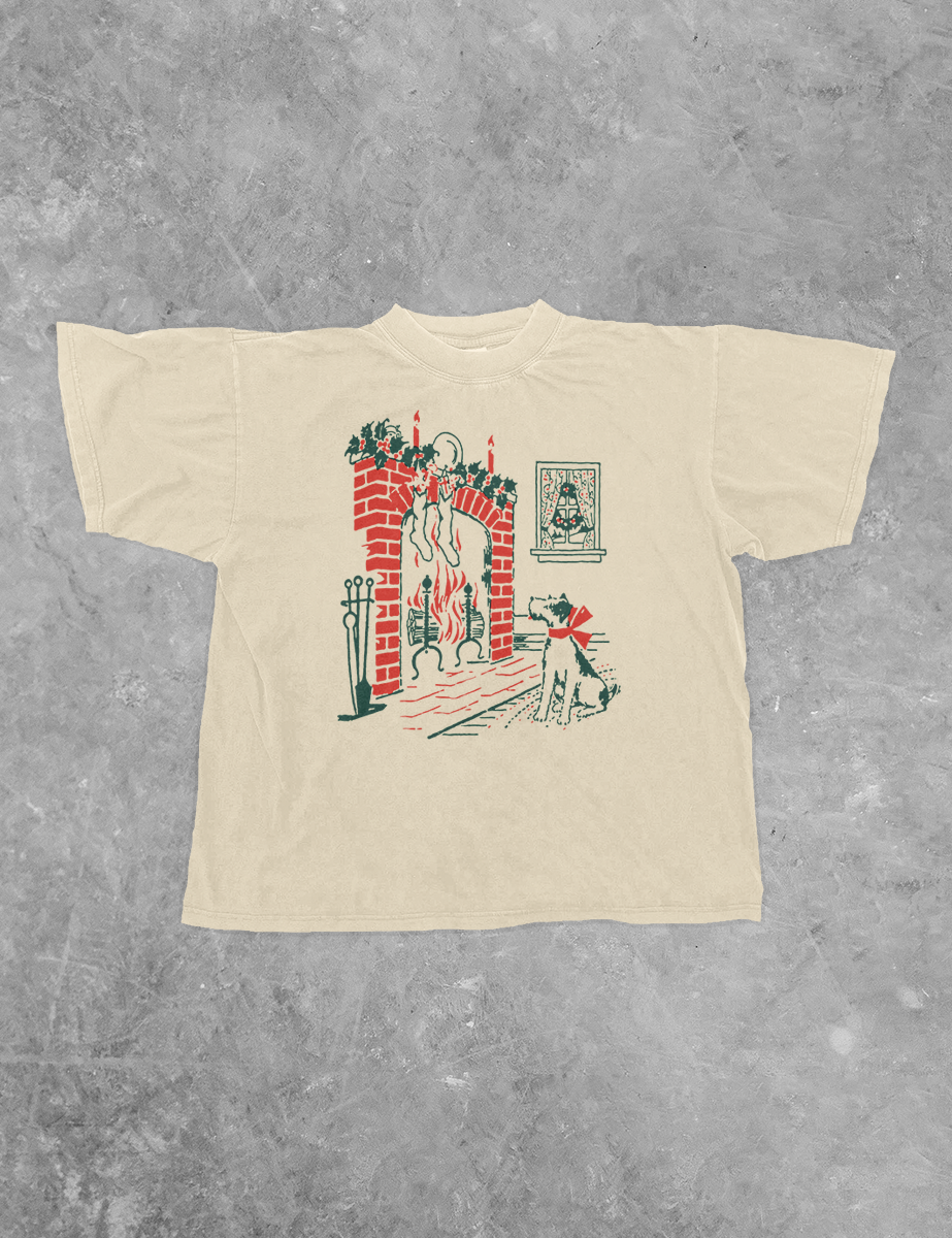 Underground Original Design: Dog at Fireplace Boxy Cotton TShirt