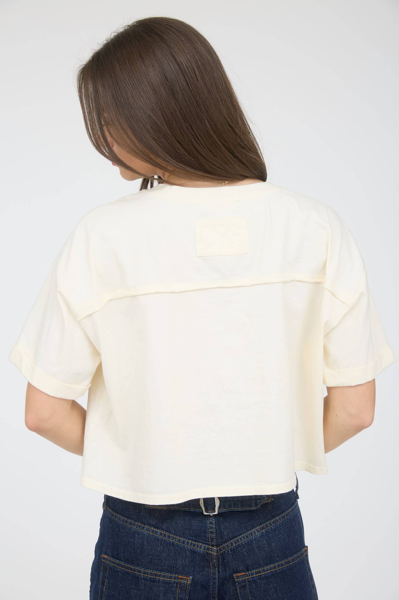 DENIM STAR PATCH SHORT SLEEVE KNIT T-SHIRT