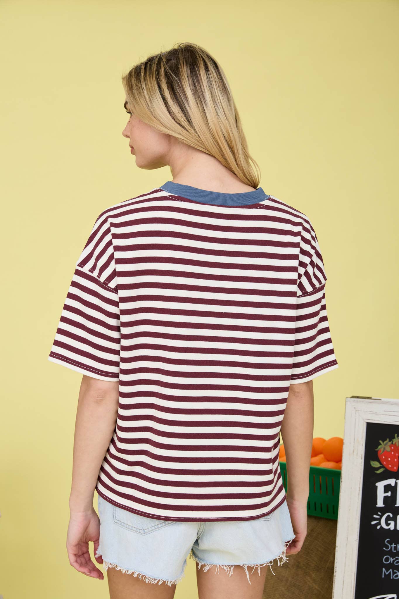 Striped Colorblock Short Sleeve Knit T-Shirt
