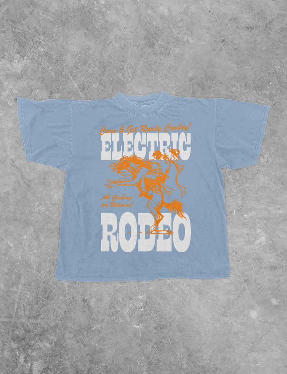 Underground Original Design: Electric Rodeo, Western Boxy Cotton T-Shirt