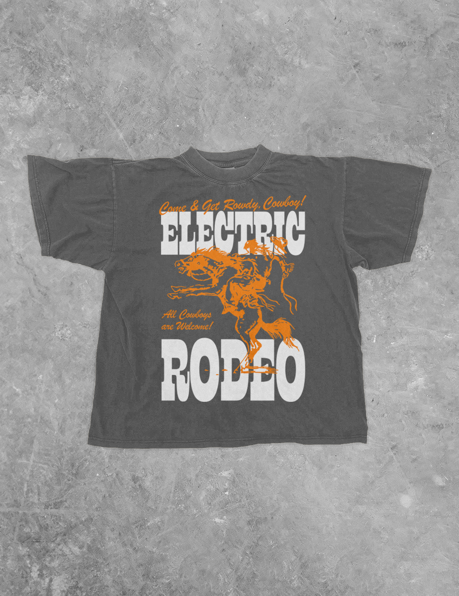 Underground Original Design: Electric Rodeo, Western Boxy Cotton T-Shirt