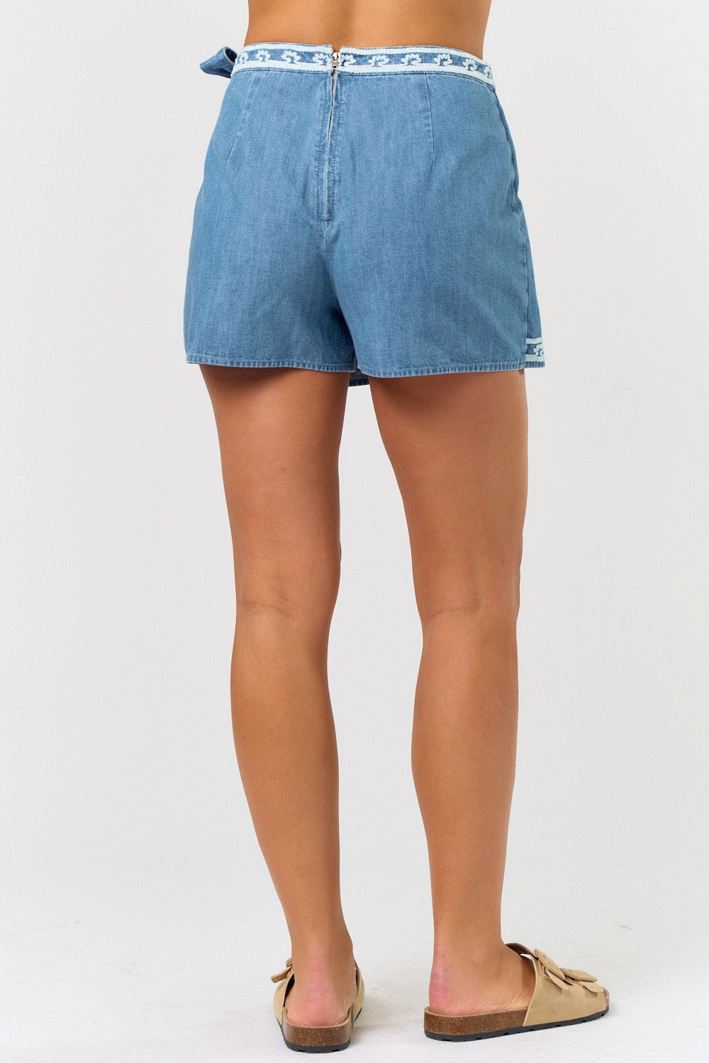 Embroidered Detail Wrap Skort