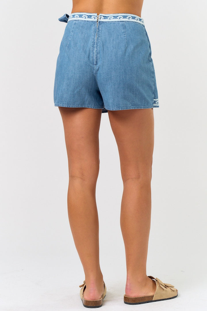 Embroidered Detail Wrap Skort