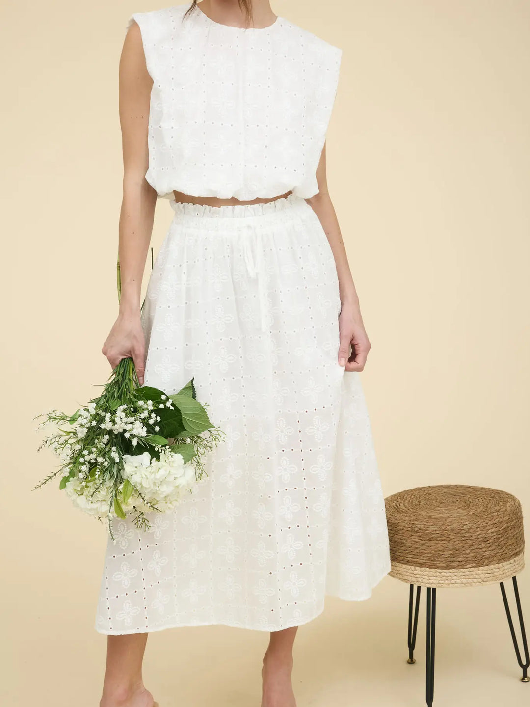 Embroidery Detail Midi Skirt