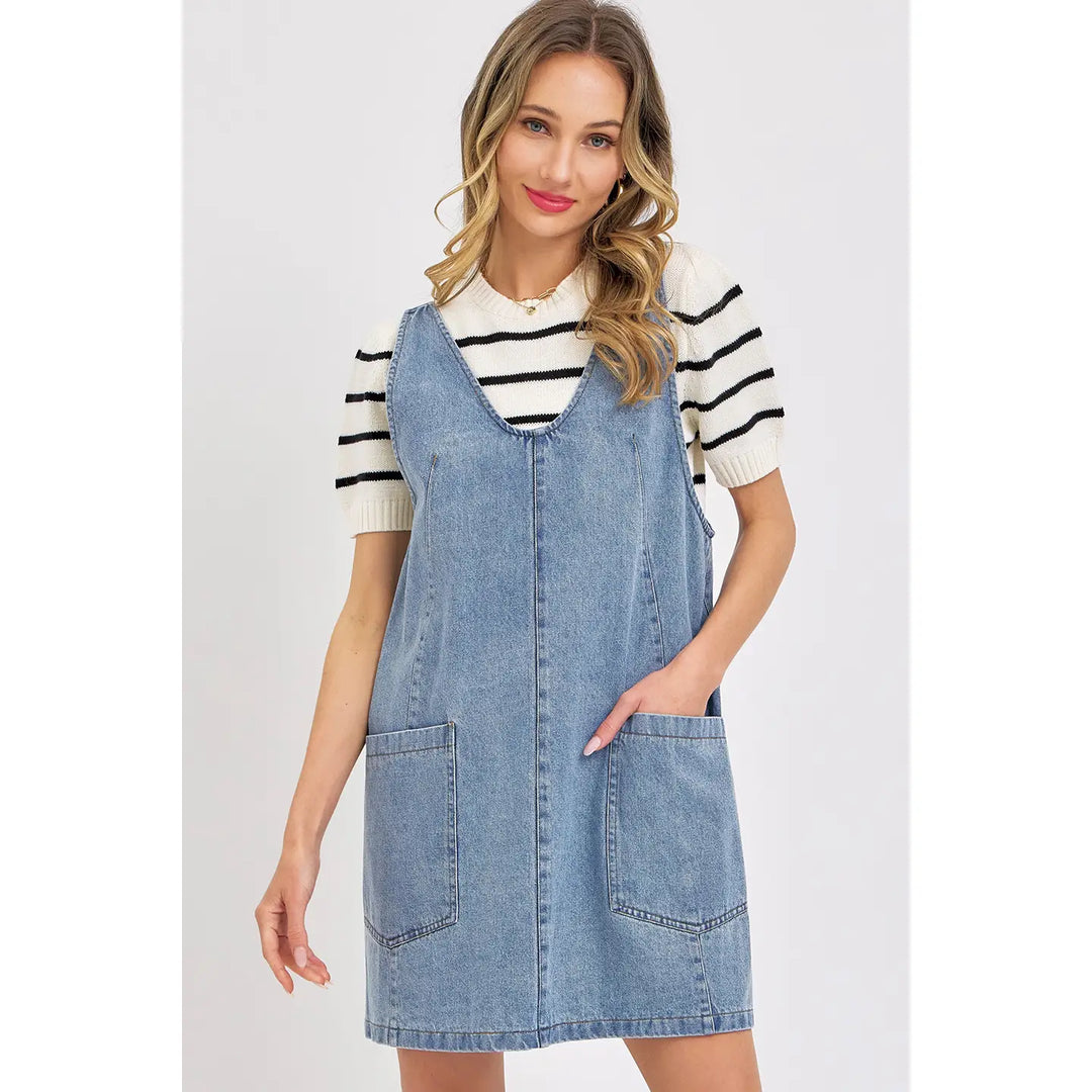 Casual Denim Overall Dress