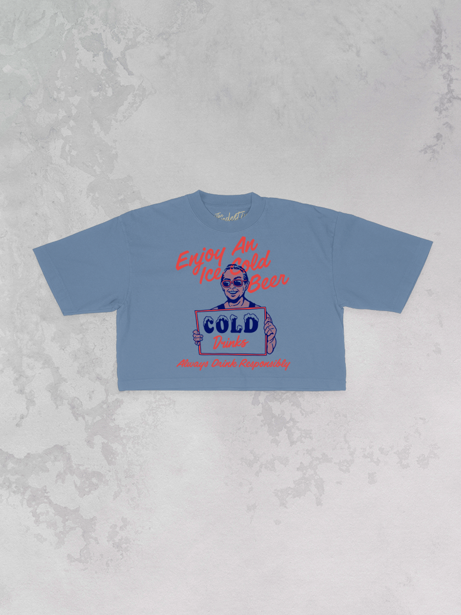 Underground Original Design: Enjoy An Iced Cold Beer Cropped T-Shirt