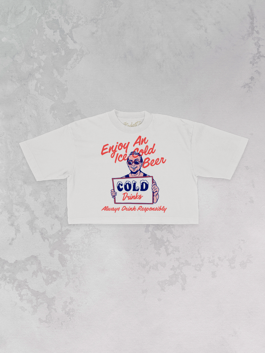 Underground Original Design: Enjoy an Iced Cold Beer Cropped TShirt