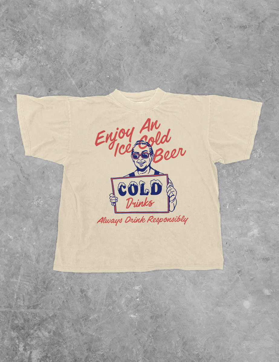 Underground Original Design: Enjoy an Iced Cold Beer Boxy Cotton TShirt