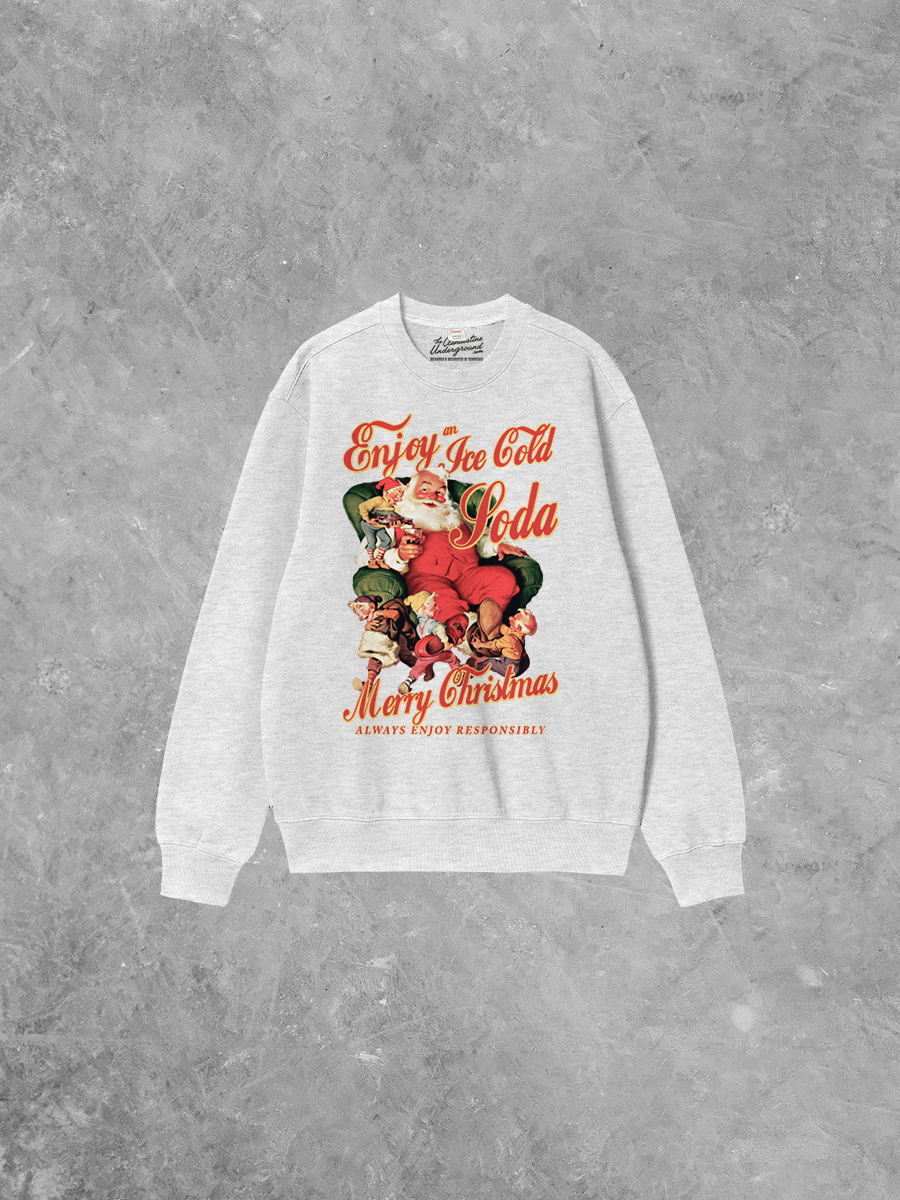 Underground Original Design: Enjoy a Soda, Santa Boxy Cotton 90's Sweatshirt