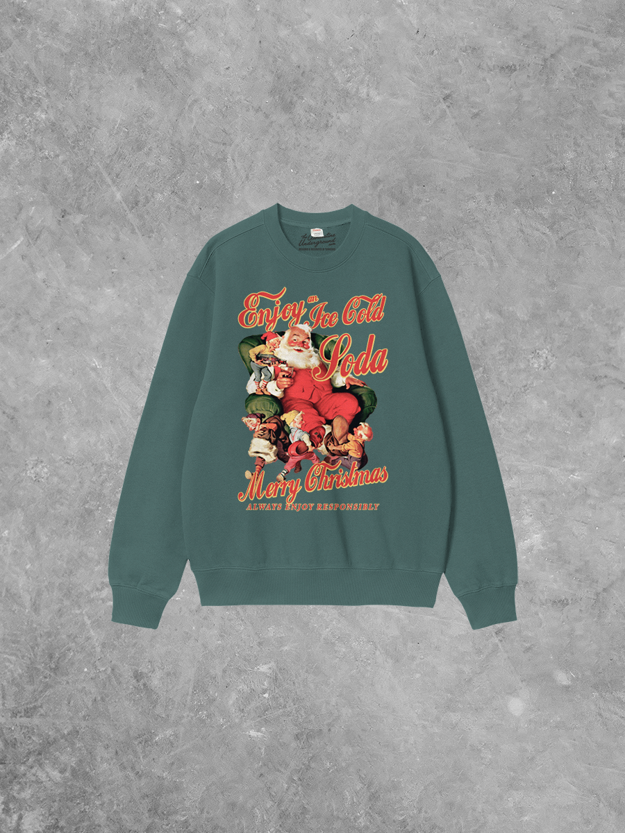 Underground Original Design: Enjoy a Soda, Santa Boxy Cotton 90's Sweatshirt