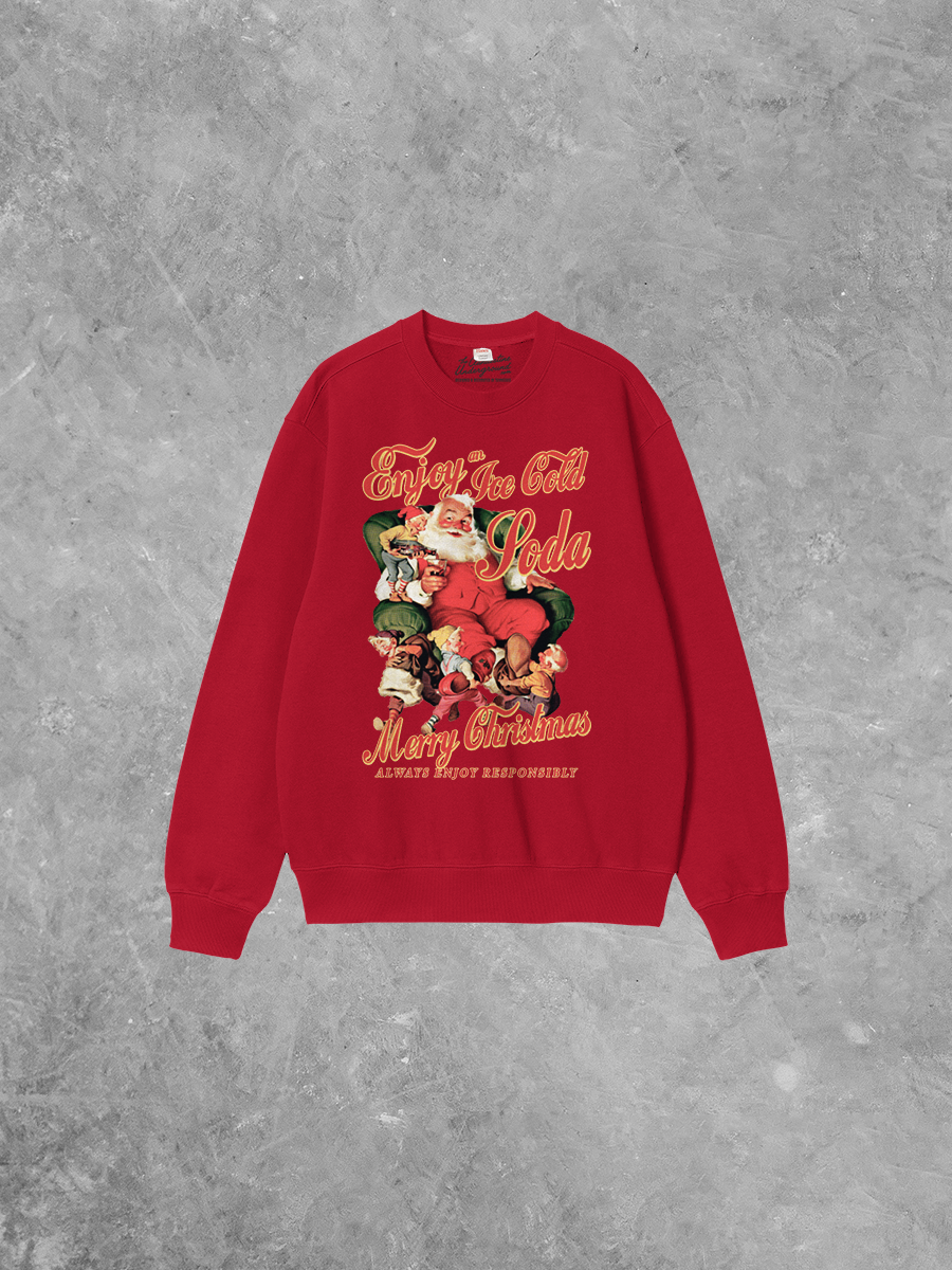 Underground Original Design: Enjoy a Soda, Santa Boxy Cotton 90's Sweatshirt