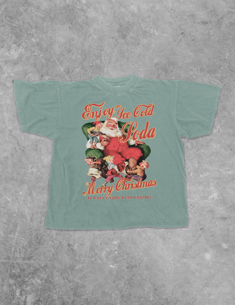 Underground Original Design: Enjoy a Soda at Christmas, Santa Boxy Cotton T-Shirt
