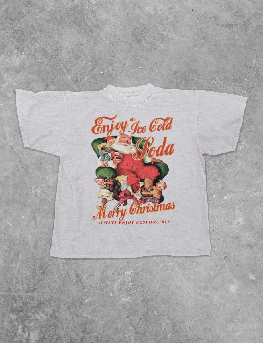 Underground Original Design: Enjoy a Soda at Christmas, Santa Boxy Cotton T-Shirt