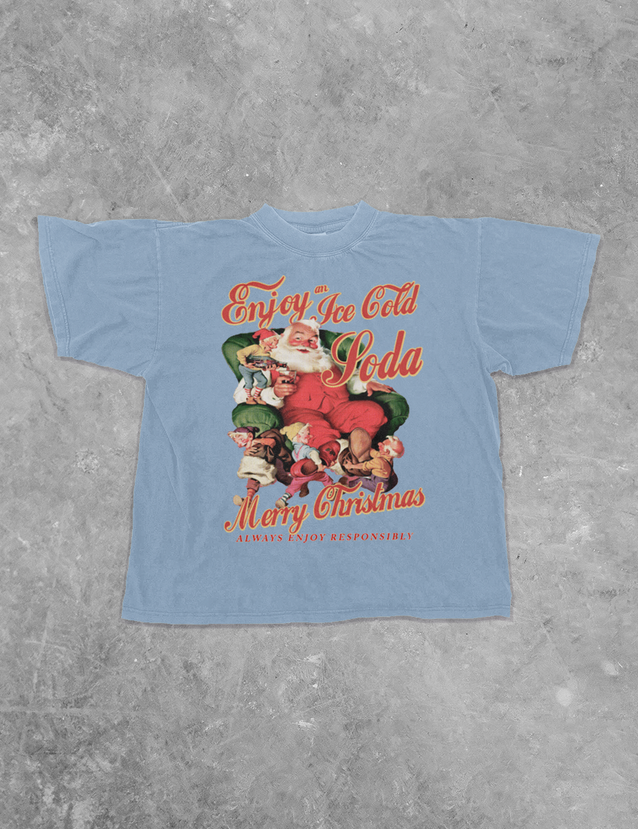 Underground Original Design: Enjoy a Soda at Christmas, Santa Boxy Cotton T-Shirt