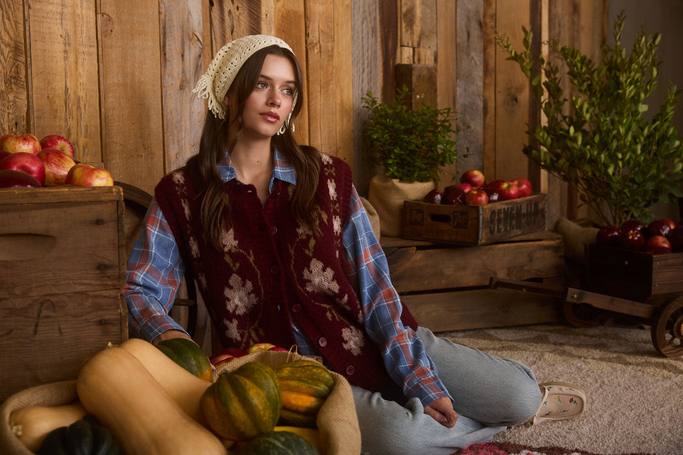 Floral Button Up Knit Sweater Vest