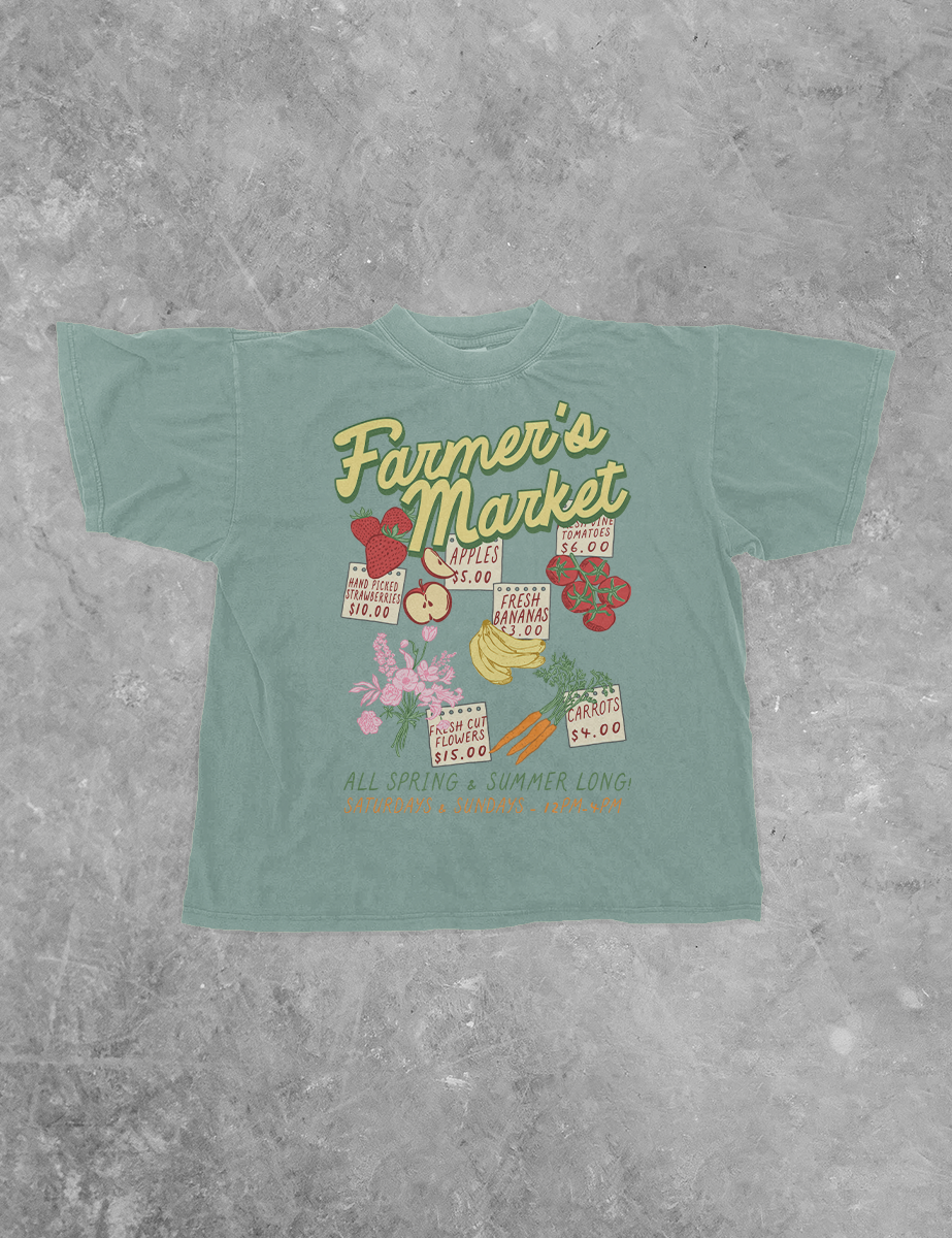 Underground Original Design: Farmer's Market Menu Boxy Cotton T-Shirt