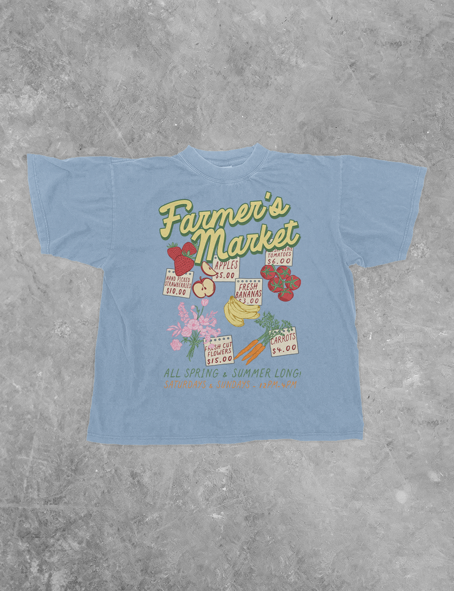 Underground Original Design: Farmer's Market Menu Boxy Cotton T-Shirt