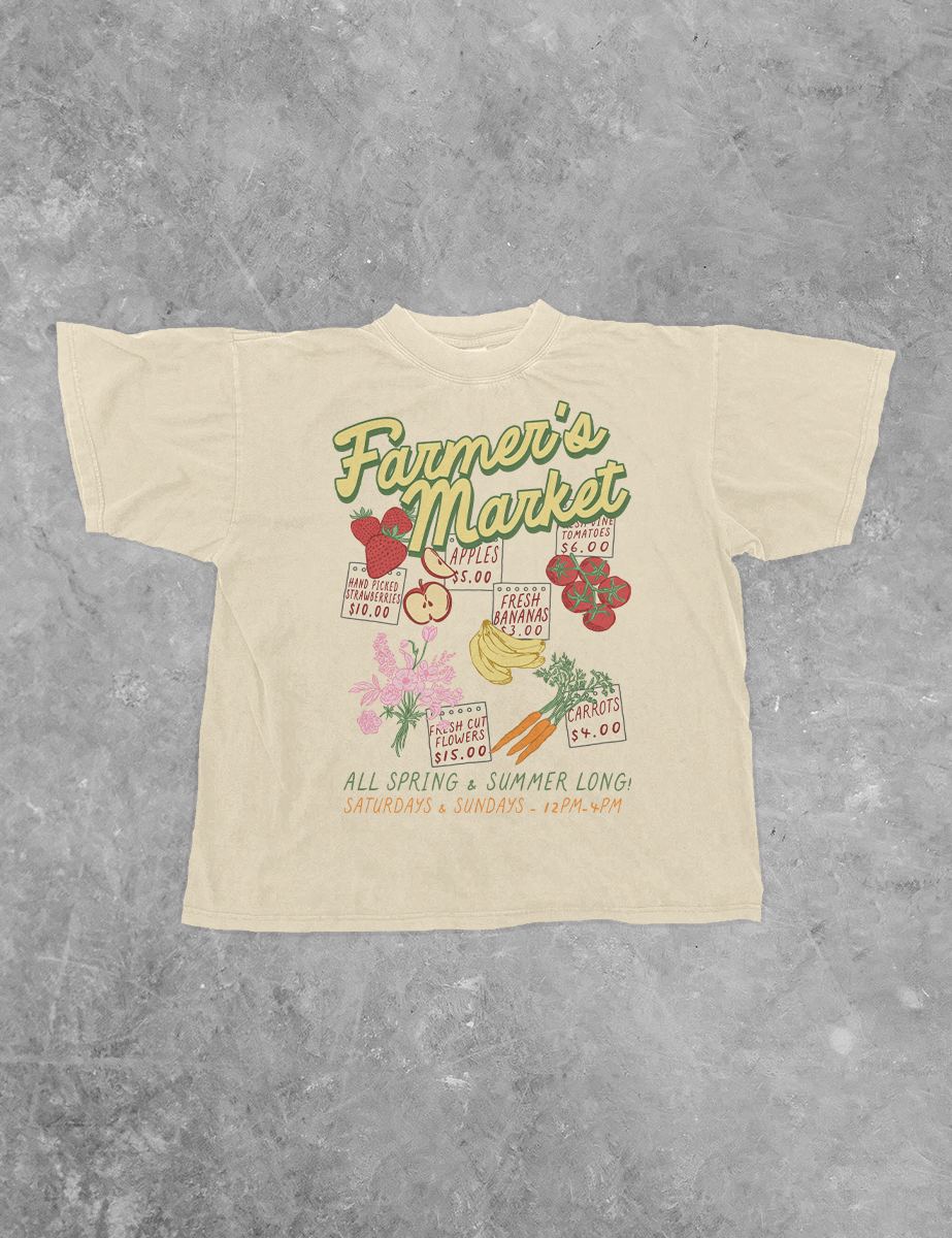 Underground Original Design: Farmer's Market Menu Boxy Cotton T-Shirt
