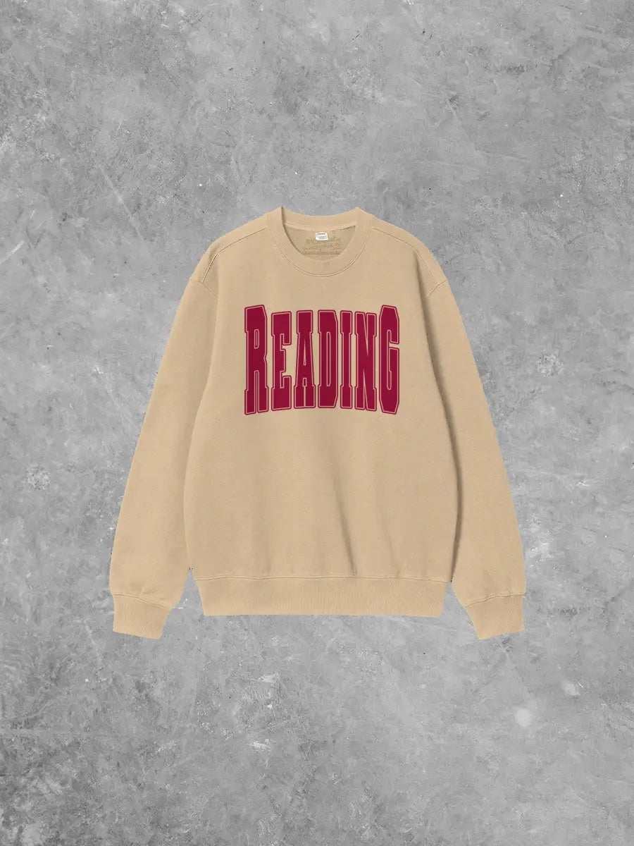 Underground Original Design: Reading Varsity Letter, Bookish Boxy Cotton Sweatshirt