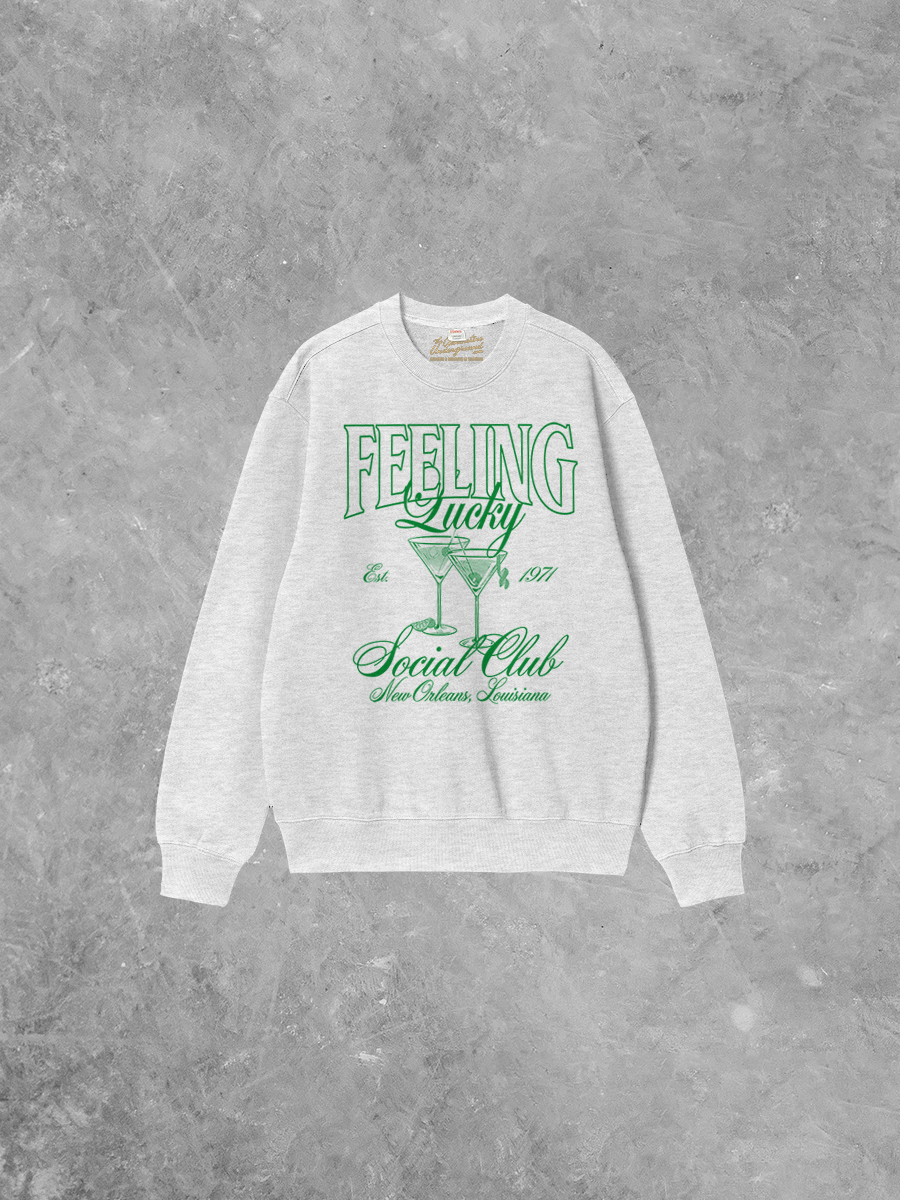 Underground Original Design: Feeling Lucky NOLA Social Club Boxy Cotton Sweatshirt