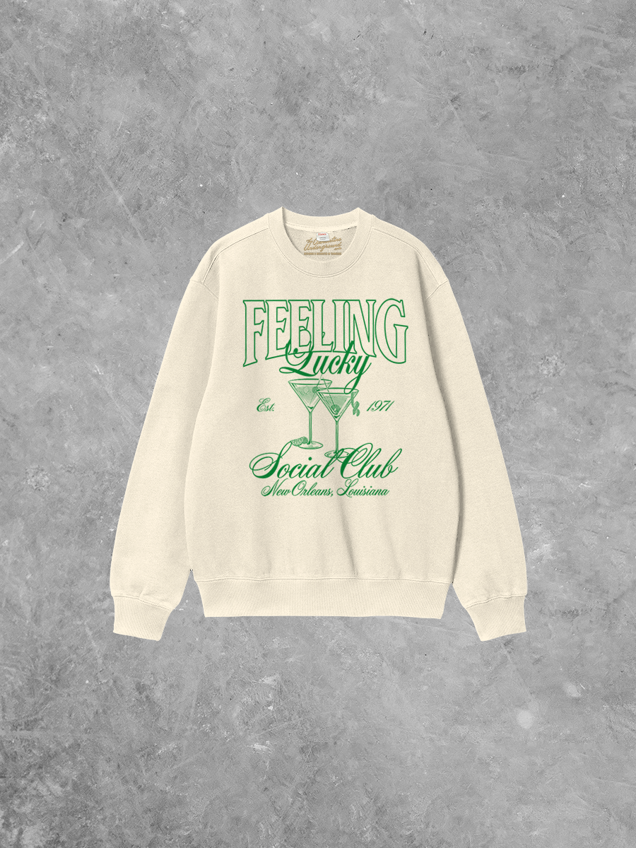 Underground Original Design: Feeling Lucky NOLA Social Club Boxy Cotton Sweatshirt