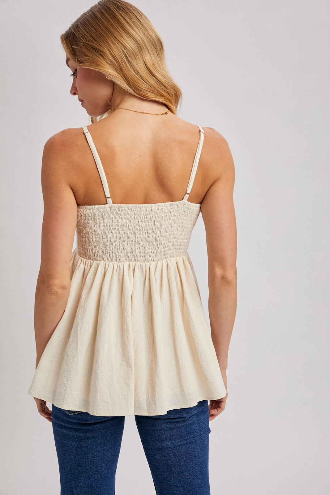 Floral Embroidered Sleeveless Cotton Top