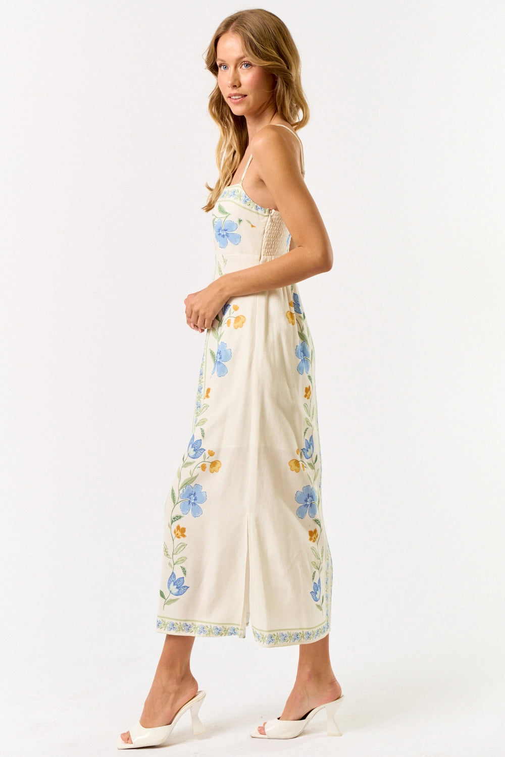 Blue Floral Printed Maxi Dress