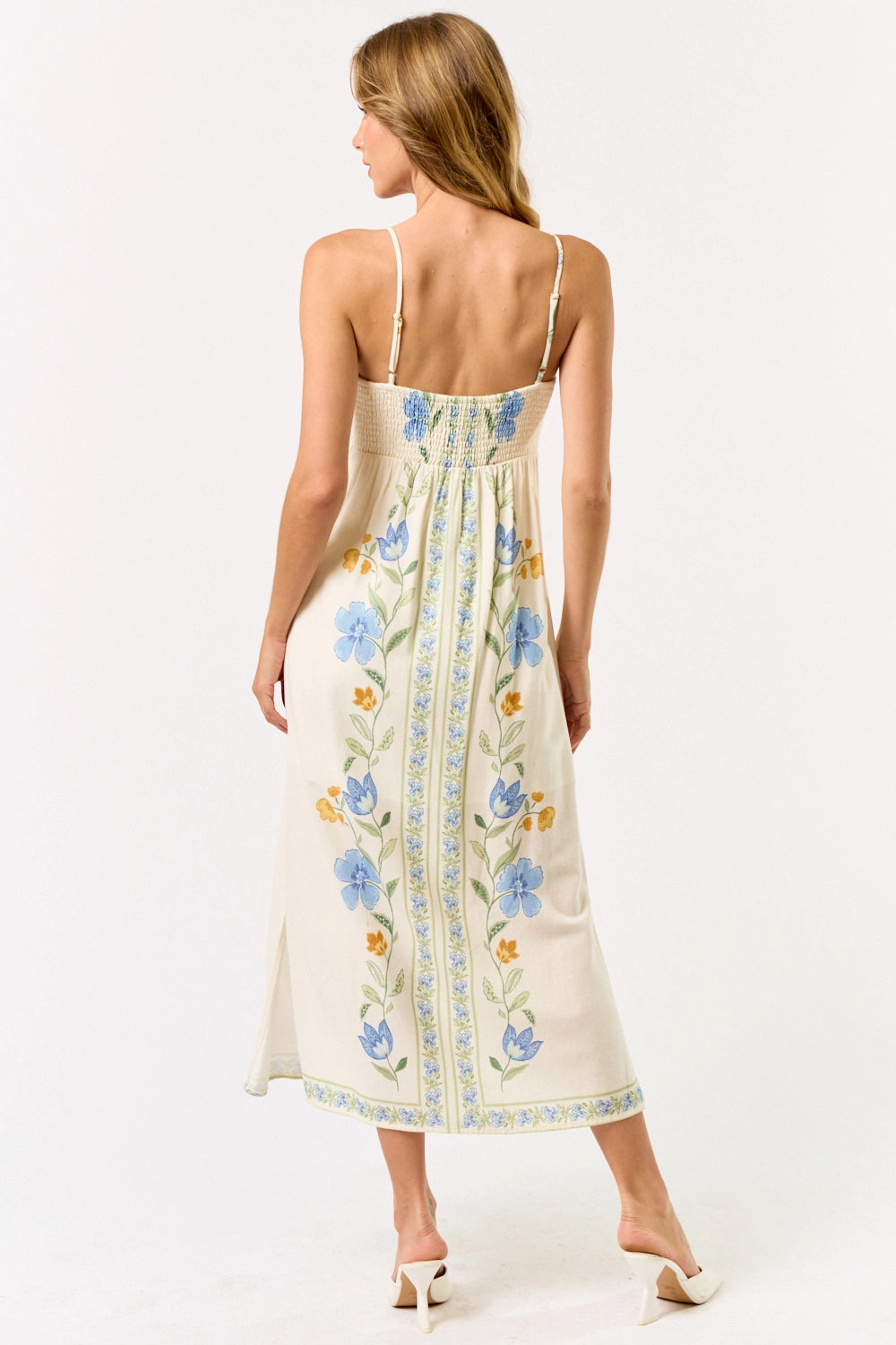 Blue Floral Printed Maxi Dress