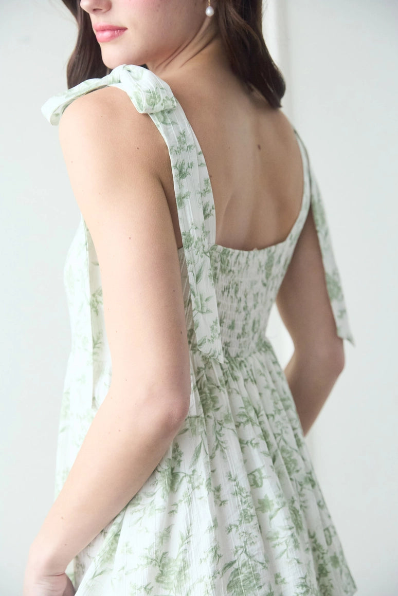 Floral Tie Strap Ruffle Tiered Midi Dress