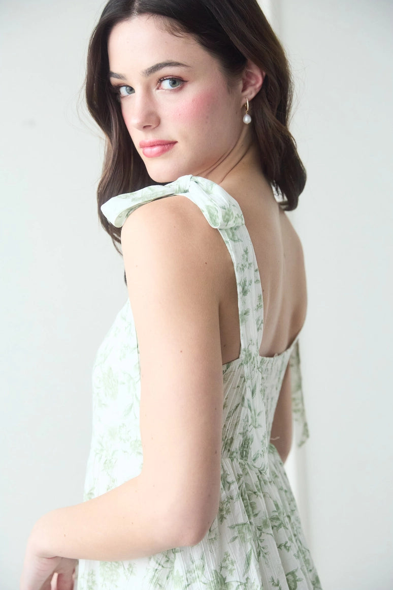 Floral Tie Strap Ruffle Tiered Midi Dress