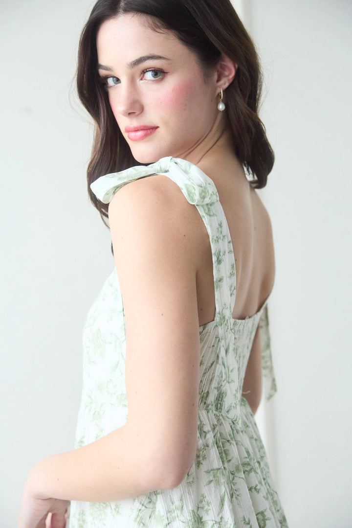 Floral Tie Strap Ruffle Tiered Midi Dress