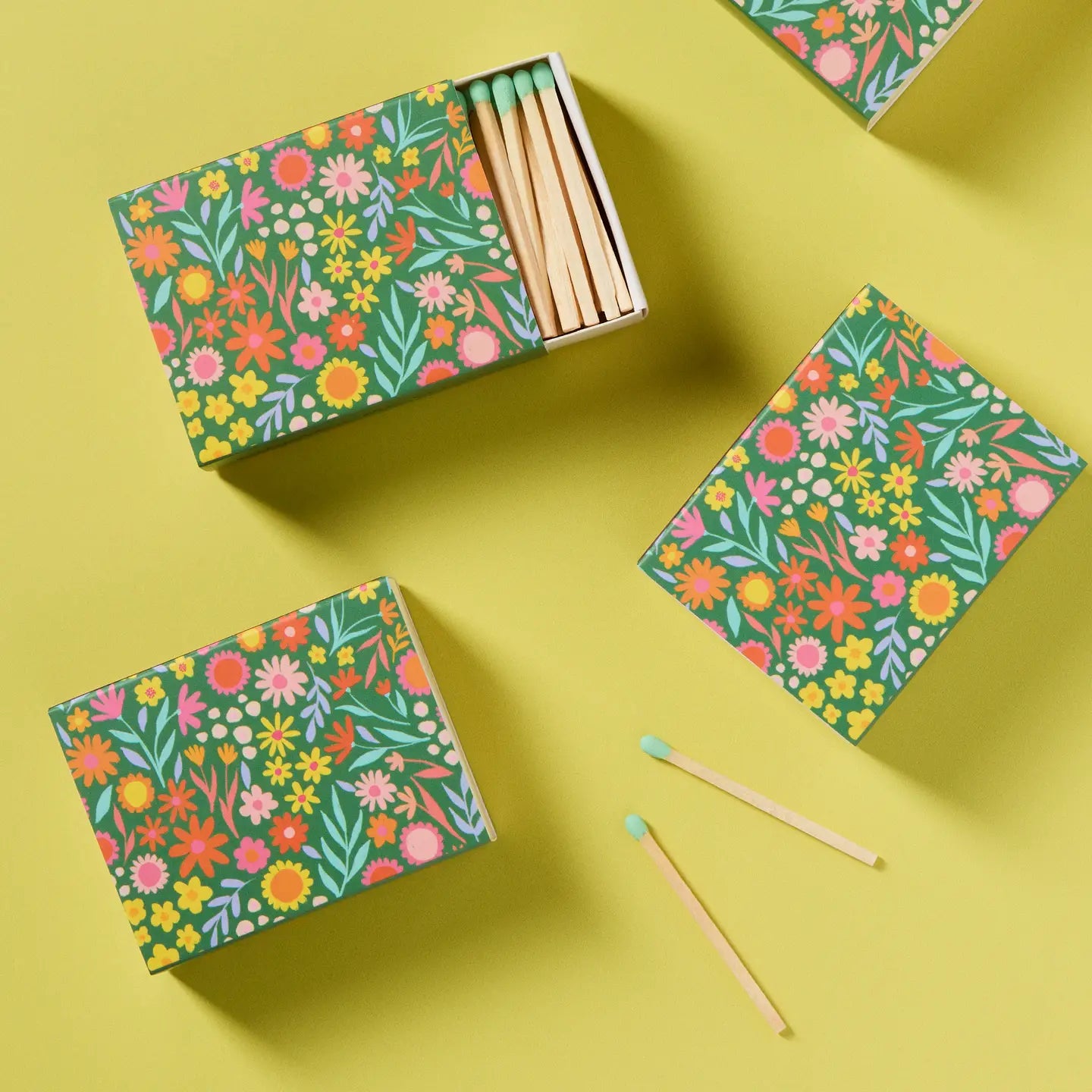Green Floral Matchbox