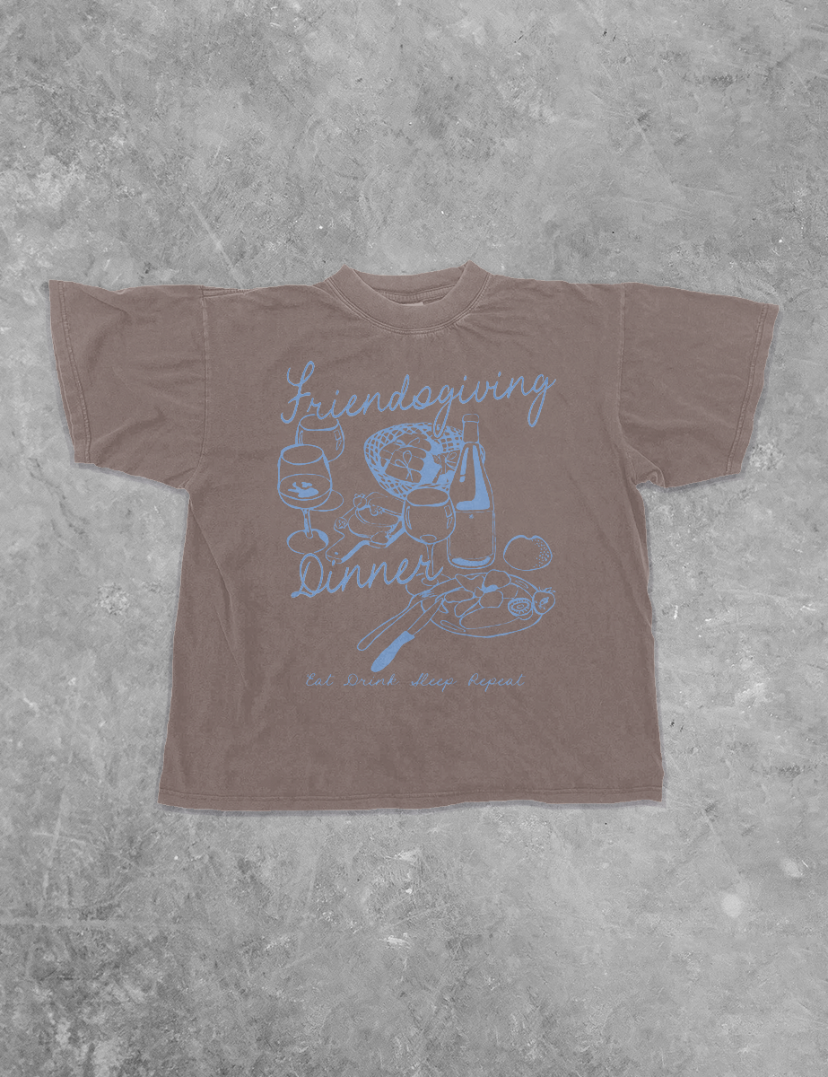 Underground Original Design: Friendsgiving Dinner, Thanksgiving Boxy Cotton T-Shirt
