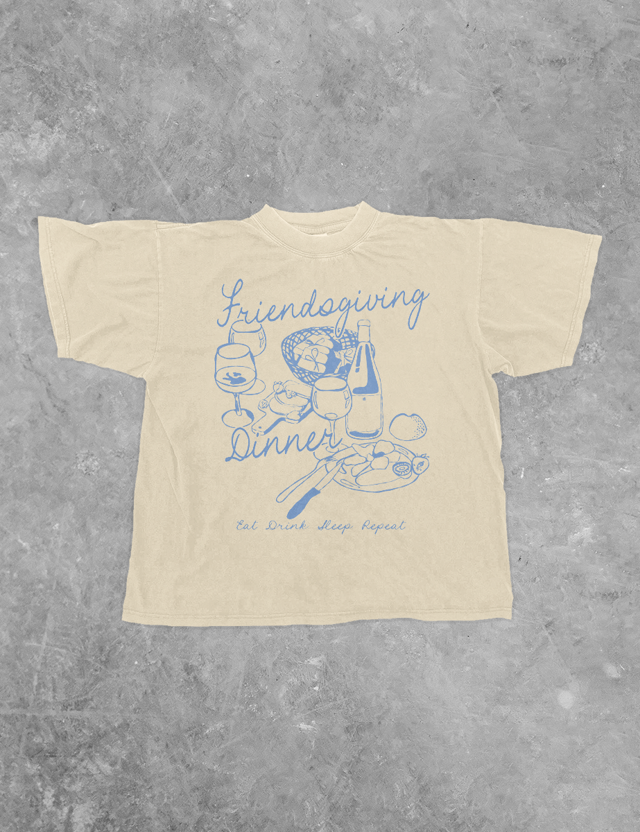 Underground Original Design: Friendsgiving Dinner, Thanksgiving Boxy Cotton T-Shirt