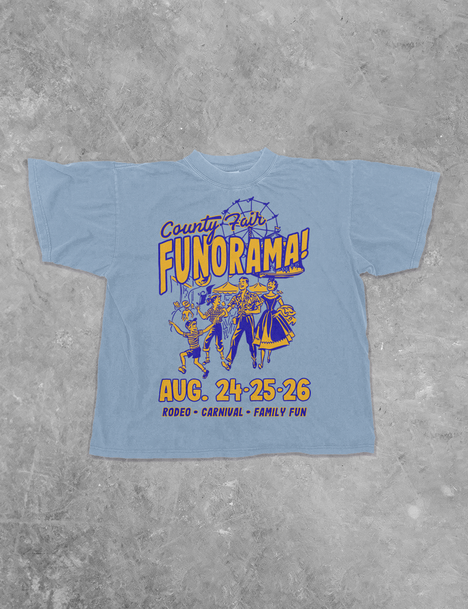 Underground Original Design: County Fair Funorama, Western Boxy Cotton TShirt