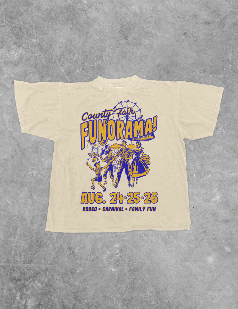 Underground Original Design: County Fair Funorama, Western Boxy Cotton TShirt