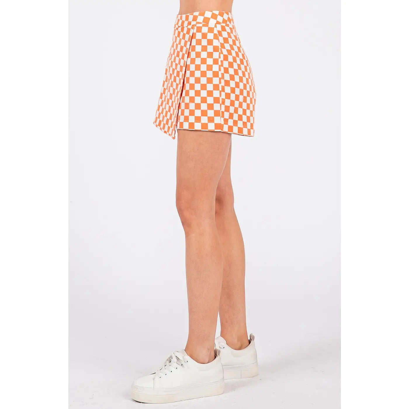 Game Day Orange Checkerboard Wrap Skirt