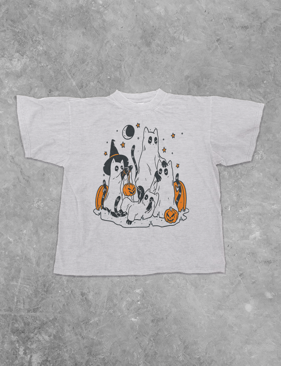 Underground Original Design: Spooky Black Cats Boxy Cotton T-Shirt