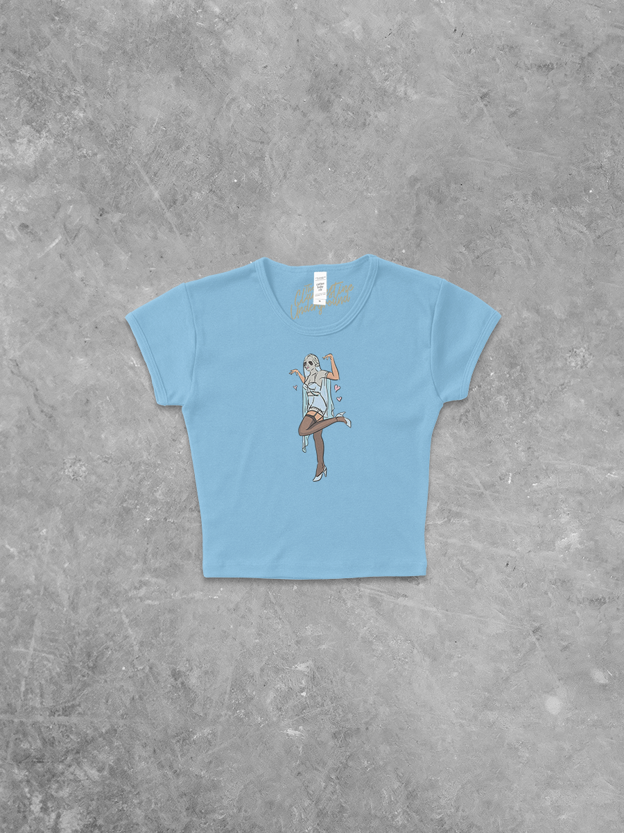 Ghost Holding Flowers Micro-Ribbed Baby Tee