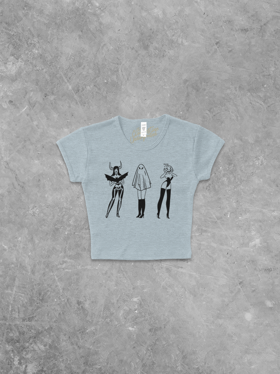 Three Ghoulish Girls, Halloween Micro-Ribbed Baby Tee