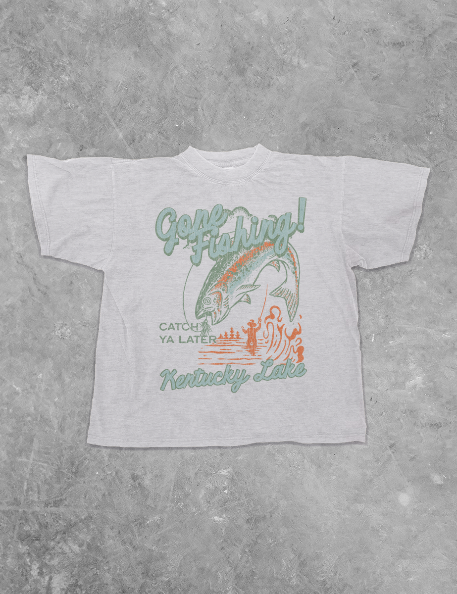 Underground Original Design: Gone Fishing!, KY Lake Boxy Cotton TShirt