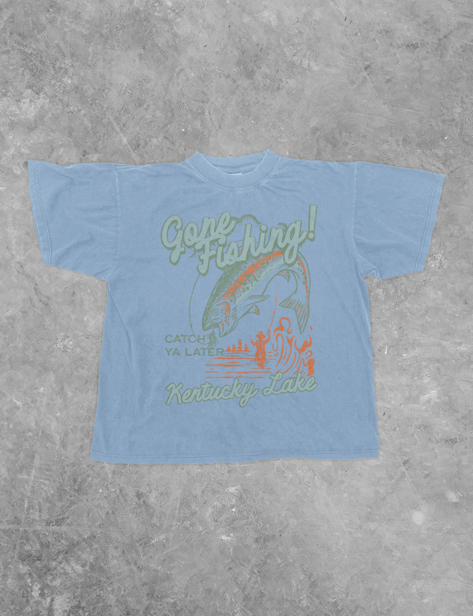 Underground Original Design: Gone Fishing!, KY Lake Boxy Cotton TShirt